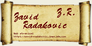 Zavid Radaković vizit kartica